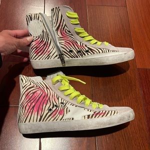 Golden goose high top zebra sneakers